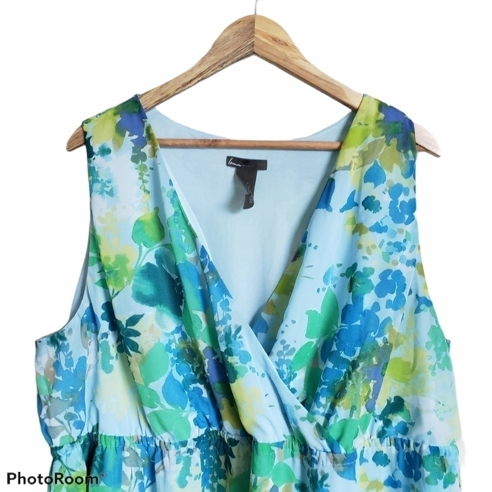 Lane Bryant blue fairycore floral v-neck midi dress - Picture 6 of 16